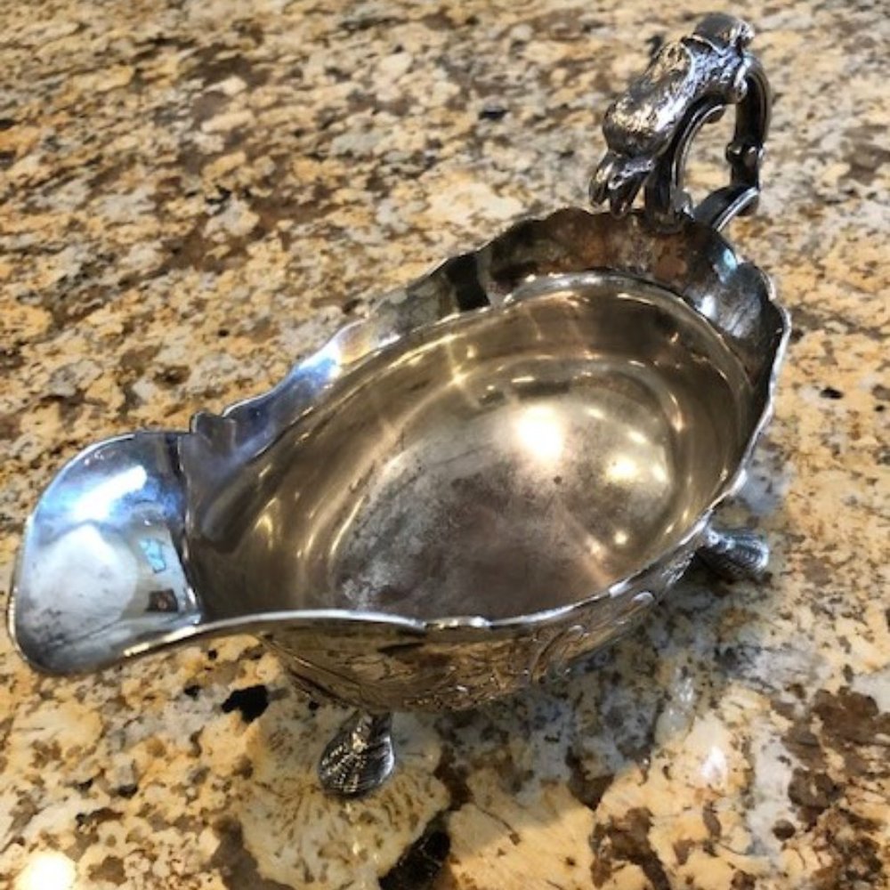 Ornate Silver Plated Gravy Boat